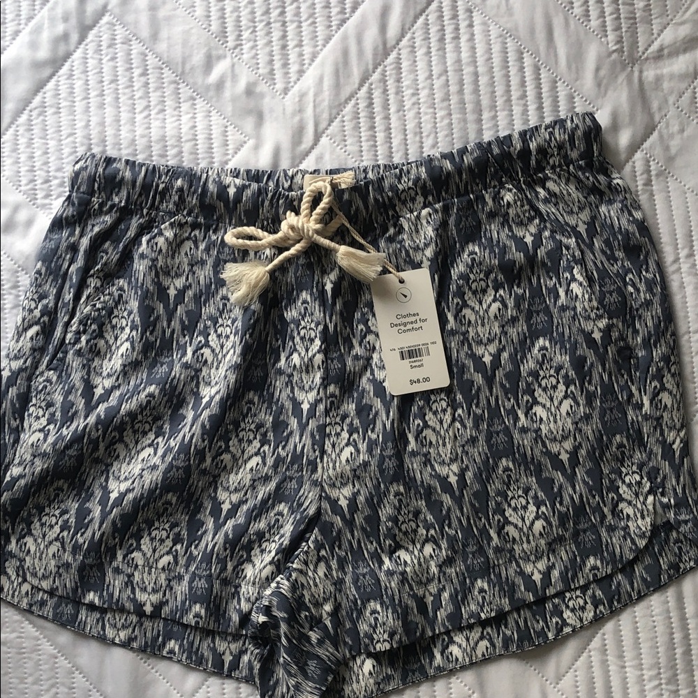 Up West  women’s Navy and White Patterned Shorts. Summer vacation beach pool.